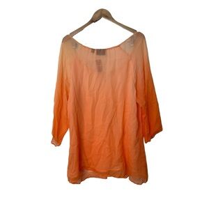 NWT Avenue 18/20 Blouse Orange Top Silk 3/4 Sleeves